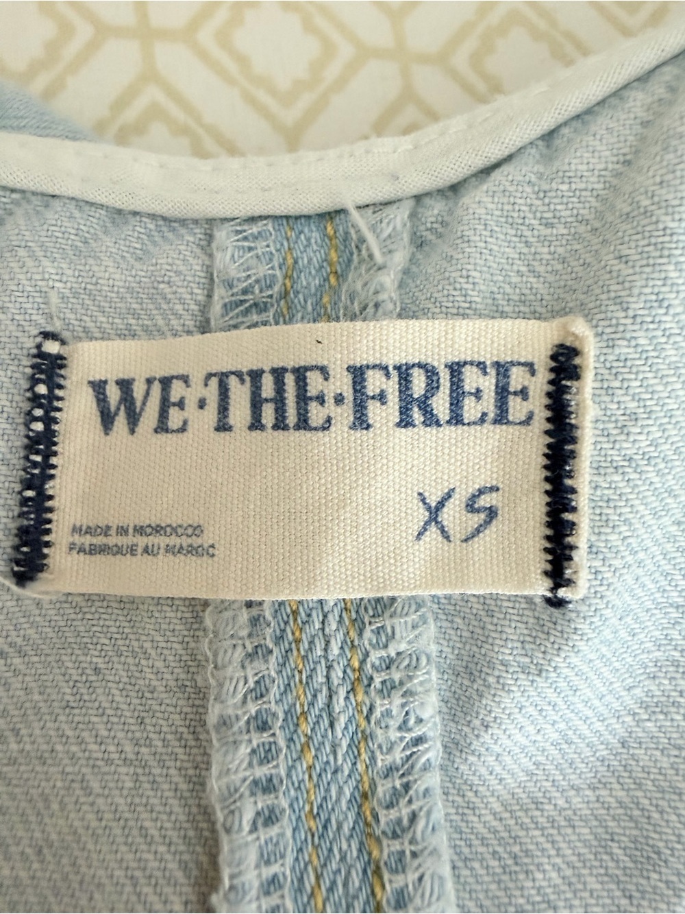 We The Free Light Blue Denim Overalls with Front Patch Pockets - Picture 3 of 4